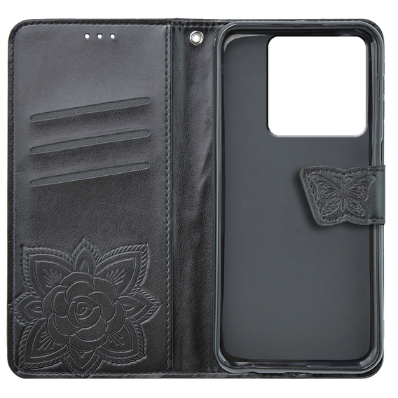 Cu clapetă pentru Xiaomi Poco X6 5G, Butterfly, negru