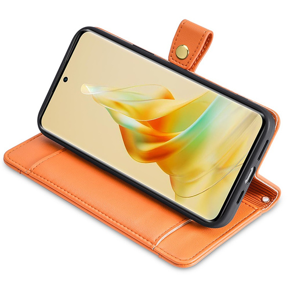 Cu clapetă pentru Oppo Reno8 T 4G, Wallet Zipper Pocket, portocaliu