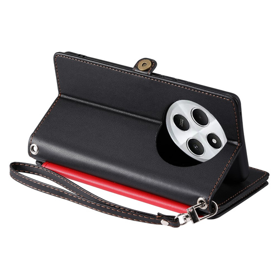 Cu clapetă pentru Xiaomi Redmi 14C / Xiaomi Poco C75, Wallet Zipper Pocket, negru