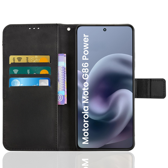 Cu clapetă pentru Motorola Moto G86 Power 5G, Crazy Horse Wallet, negru
