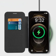 Cu clapetă pentru iPhone 12 Pro, RFID Wallet MagSafe CamShield, negru