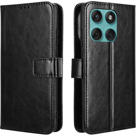 Cu clapetă pentru Motorola Edge 60 / 60 Fusion, Crazy Horse Wallet, negru