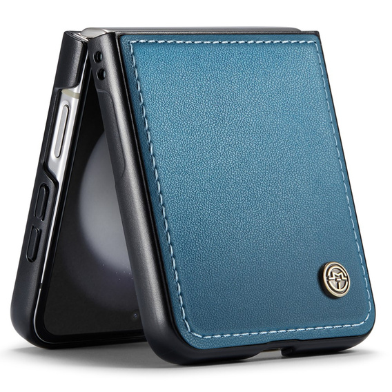 Husă pentru Samsung Galaxy Z Flip7 FE / Z Flip6, CASEME Litchi Leather, albastru