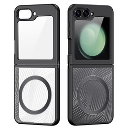 Carcasă DuxDucis pentru Samsung Galaxy Z Flip7 FE / Z Flip6, Aimo Case, pentru MagSafe, transparent / negru
