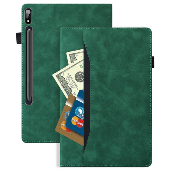 Husă pentru Samsung Galaxy Tab S10 FE+ Plus, Classic, cu spațiu pentru stylus, negru