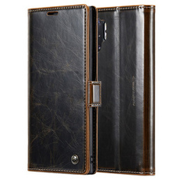Carcasă flip CASEME pentru Samsung Galaxy Note 10 Plus, Waxy Textured, cafea