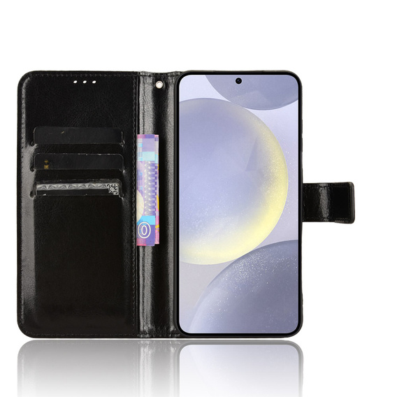 Cu clapetă pentru Samsung Galaxy S25 FE, Crazy Horse Wallet, negru