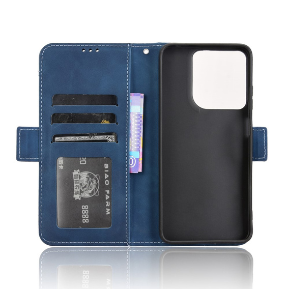 Cu clapetă pentru Motorola Moto G15 / Motorola Moto G15 Power, Card Slot, albastru închis