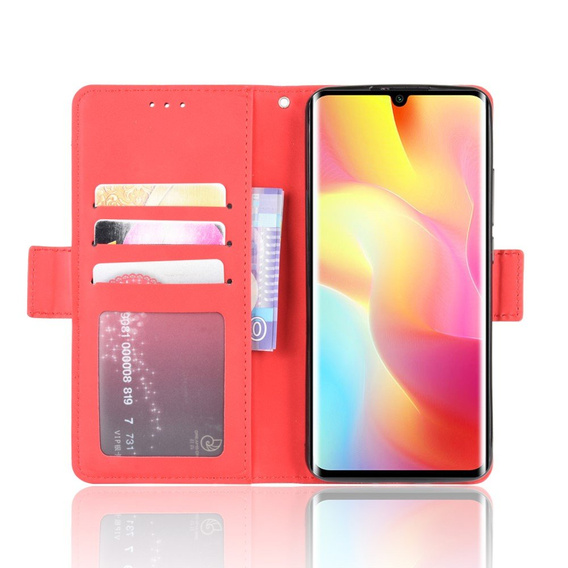 Cu clapetă pentru Xiaomi Mi Note 10 Lite, Card Slot, roșu