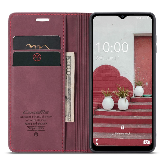 Husa CASEME pentru Samsung Galaxy M33 5G, Leather Wallet Case, maroon