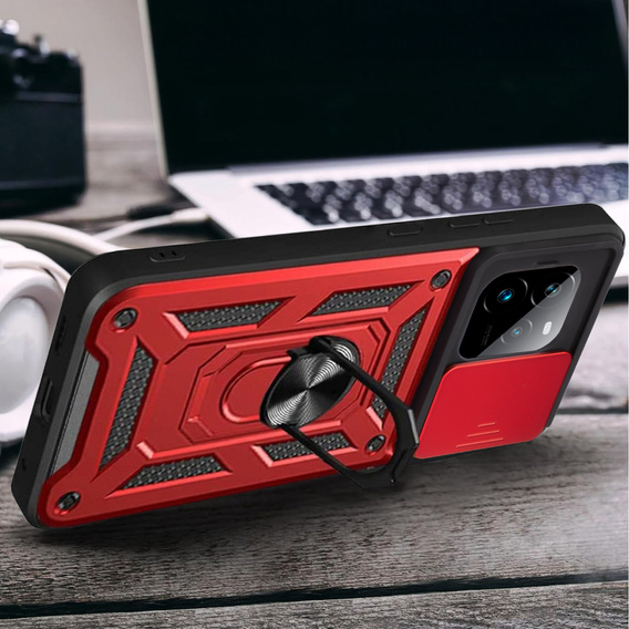Husă blindată pentru Realme GT 7 Pro, CamShield Slide, roșu