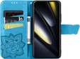Cu clapetă pentru Xiaomi Poco F6, Butterfly, albastru