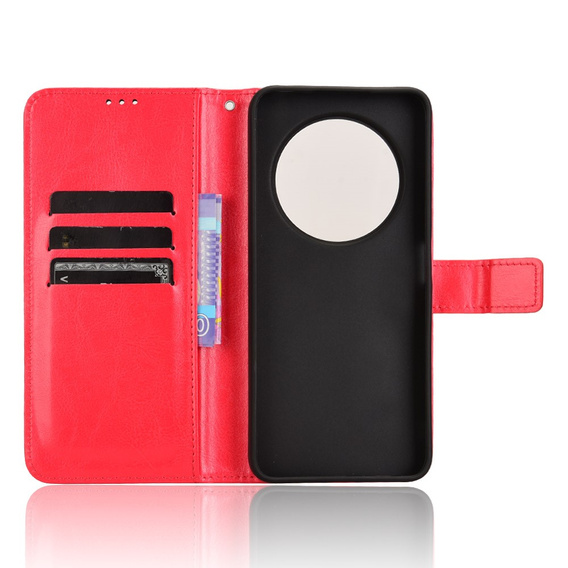 Cu clapetă pentru Xiaomi Redmi 14C / Xiaomi Poco C75, Crazy Horse Wallet, roșu