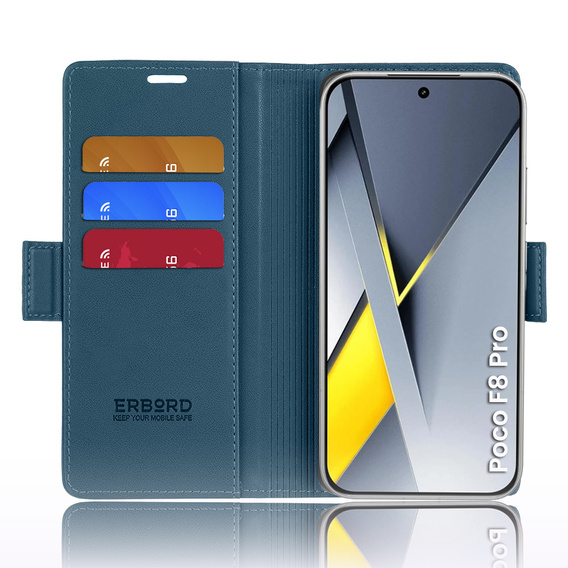 Husă flip ERBORD Glossy Litchi pentru Xiaomi Poco F8 Pro