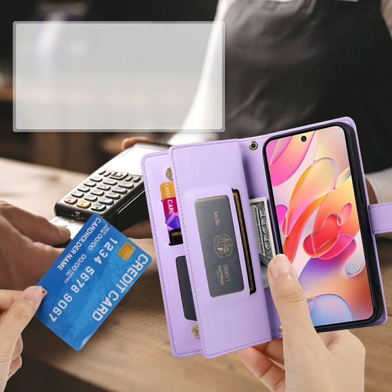 Cu clapetă pentru Samsung Galaxy A56 5G, Wallet Zipper Pocket, violet