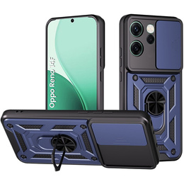 Husă blindată pentru Oppo Reno 14F, cu protecție pentru cameră, cu suport, albastru