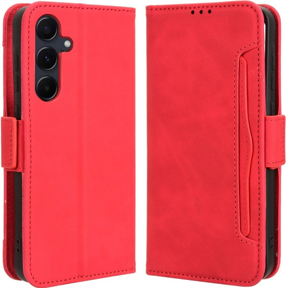 Cu clapetă pentru Samsung Galaxy A55 5G, Card Slot, roșu