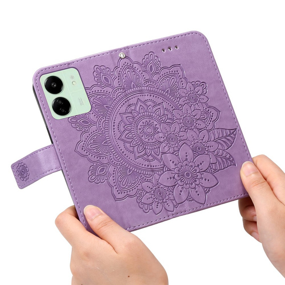 Cu clapetă pentru Xiaomi Redmi 13C / Poco C65, Mandala Flower, violet