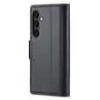 Husă pentru Samsung Galaxy A55, ERBORD Glossy Litchi, portofel cu clapetă, negru
