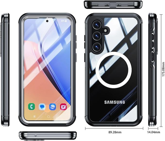 Carcasă pentru Samsung Galaxy S24+ Plus, Shockproof, cu folie pentru ecran, pentru MagSafe, negru