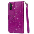 Cu clapetă pentru Samsung Galaxy A36 5G, Wallet Zipper Pocket Glittery, violet