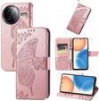 Cu clapetă pentru Xiaomi Poco F7 Ultra, Butterfly, roz rose gold