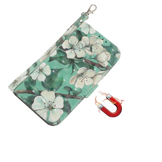 Cu clapetă pentru Xiaomi Redmi Note 13 Pro 5G, Wallet, Flowers verde