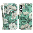 Cu clapetă pentru Samsung Galaxy A05s, Wallet, Flowers, verde