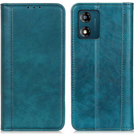 Husa cu clapetă pentru Motorola Moto E13, Split Leather, verde