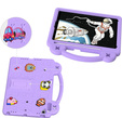 Husă pentru copii pentru iPad 10.2" 2021/2020/2019 (9/8/7 gen.) / Air 10.5" 2019 (3 gen.), Cute Patterns, cu suport, violet