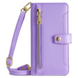 Cu clapetă pentru Samsung Galaxy A16, Wallet Zipper Pocket, violet