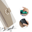 Carcasă flip pentru Oppo A58 4G, Wallet Zipper Pocket, cu oglindă, alb
