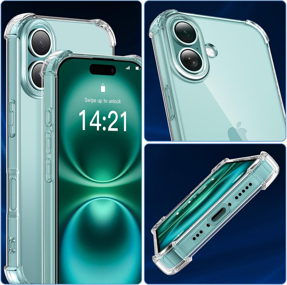 Carcasă pentru iPhone 16, Erbord Dropproof, transparentă + Sticlă