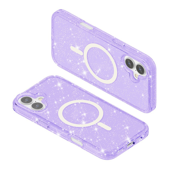 Husă pentru iPhone 17, pentru MagSafe, glitter, violet translucid