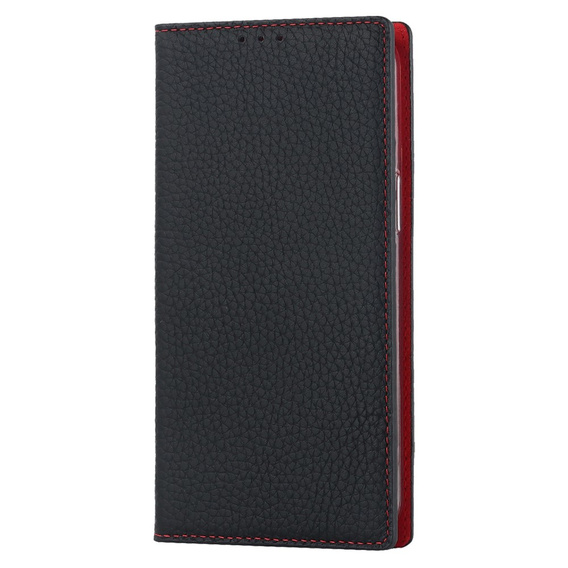 Cu clapetă pentru iPhone 14 Pro Max, Litchi Skin Grain, negru