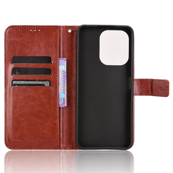 Cu clapetă pentru Xiaomi Redmi 13, Crazy Horse Wallet, maro