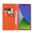 Cu clapetă pentru iPhone 15 Pro, Litchi Skin Grain, albastru închis