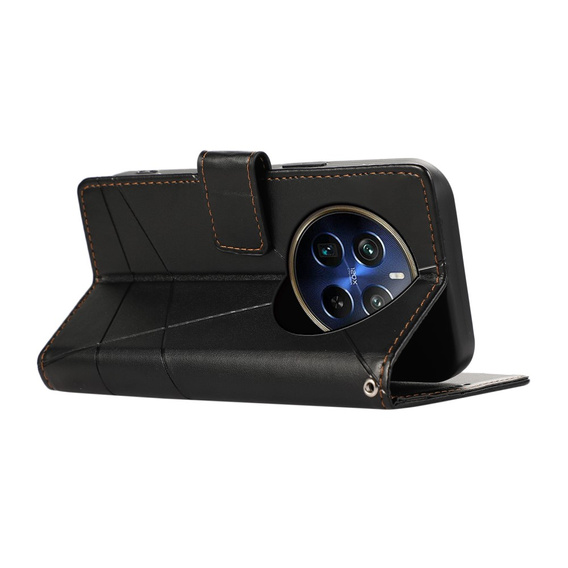 Husă cu clapetă pentru Realme 12 Pro 5G / 12 Pro+ 5G, Leather Line Wallet, negru
