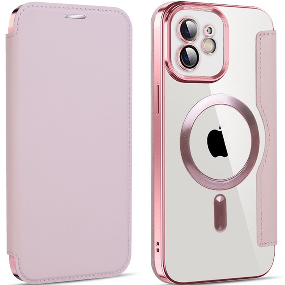 Cu clapetă pentru iPhone 12, RFID Wallet MagSafe CamShield, roz