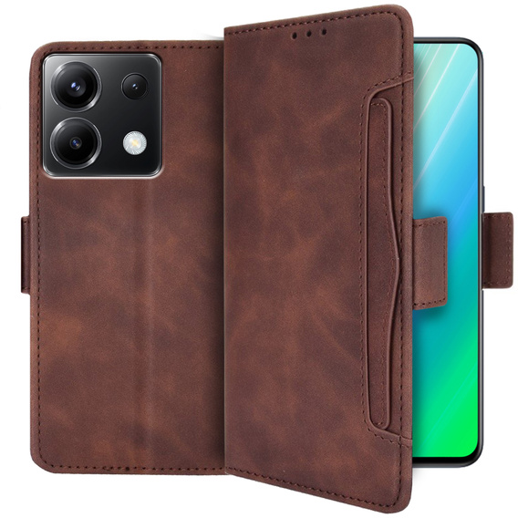 Cu clapetă pentru Xiaomi Poco X6 5G, Card Slot, maro