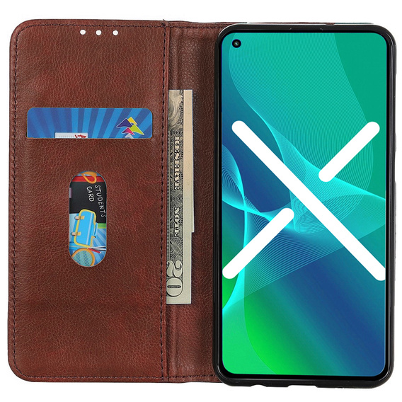 Huse pentru Samsung Galaxy M13 4G, Wallet Litchi Leather, maro