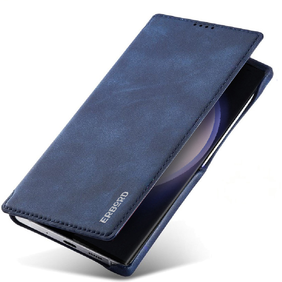 Carcasa cu clapetă pentru Samsung Galaxy S23 Ultra, ERBORD Retro, albastru