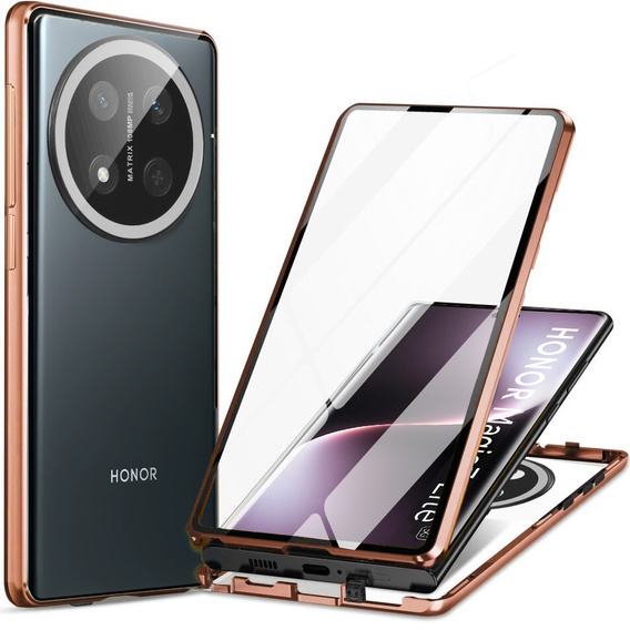 Husa pentru Honor Magic 7 Lite, Magnetic Dual Glass, portocaliu