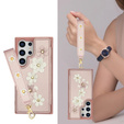 Husa pentru Samsung Galaxy S24 Ultra, Leather Flower Card Slot, roz