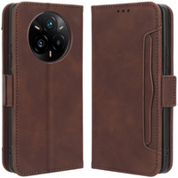 Cu clapetă pentru Realme 14 Pro+ 5G, Card Slot, maro