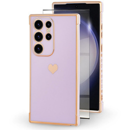 Husă pentru Samsung Galaxy S23 Ultra, Electro heart, violet + Sticlă ceramică Full Glue