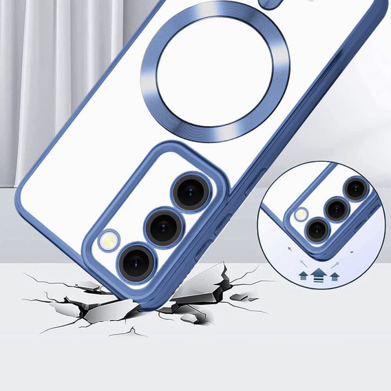Husă pentru Samsung Galaxy S23, Electro MagSafe, albastru închis + Sticlă pentru ecran