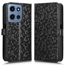 Husa cu clapetă pentru Motorola Moto G86 Power 5G, Wallet Rhombus, negru