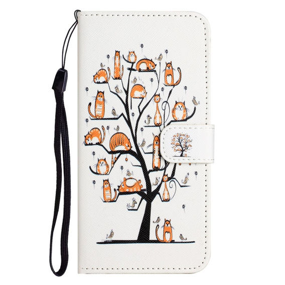 Cu clapetă pentru Motorola Moto G53 5G / G23 / G13, Wallet, Cat & Tree, alb