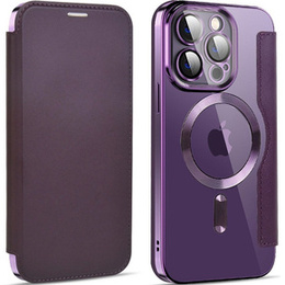 Cu clapetă pentru iPhone 14 Pro, RFID Wallet MagSafe CamShield, violet
